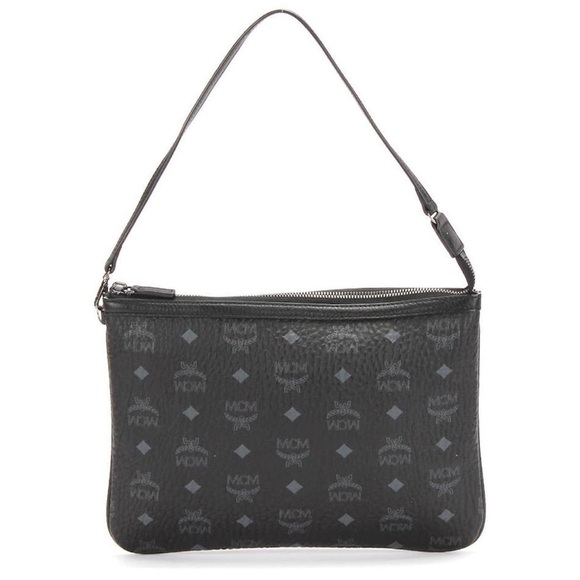 MCM Black Visetos Monogram Pouch Bag - Picture 1 of 9